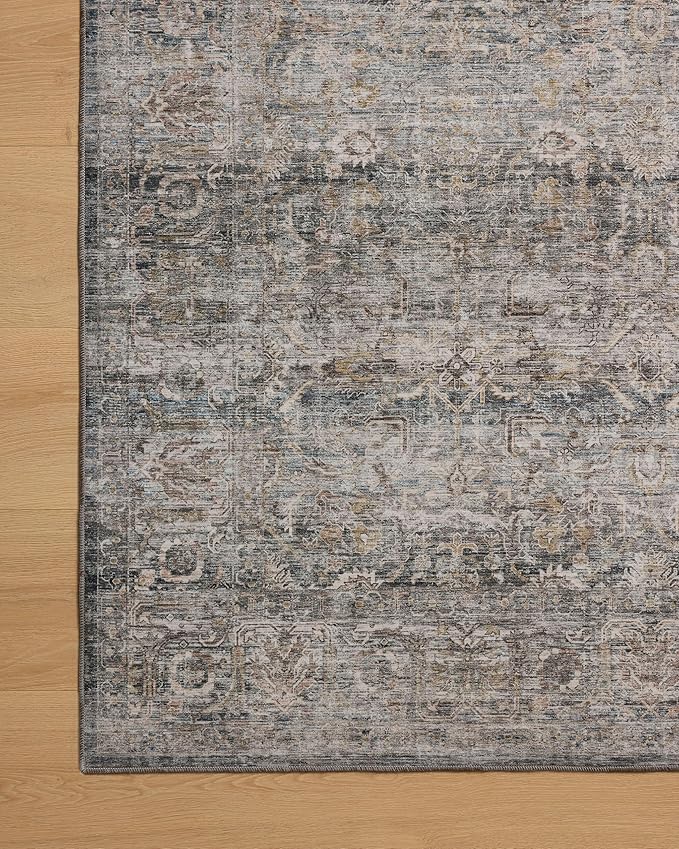 Loloi Amber Lewis Josie Collection JOS-05 Dove/Gold 2'-3" x 3'-9", .13" Pile Height, Low Profile, Machine Washable, Accent Rug