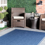 Nuloom Asha Navy/Ivory, 10' x 13', Casual, Striped Border, Soft and Cozy, High Traffic, Stain Resistant, Easy Clean, Durable Area Rug for Indoor/Outdoor Patio, Deck, Porch, Garden, Courtyard