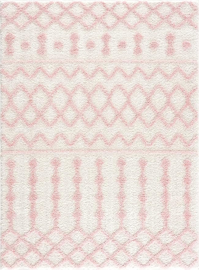 Hauteloom Darva Living Room, Bedroom Area Rug - Contemporary - Plush Pile - Pink - 18" Sample