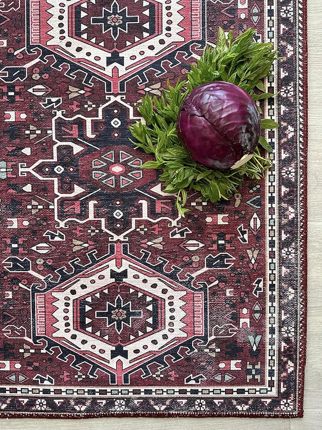 Fame Living Washable Area Rug. Modern Farmhouse. Vintage. Turkish. Bohemian. Distressed. Oriental. Traditional. Rugs for Living Room. Dining. Bedroom. Office. Entryway. Foyer. (851RR, 2'5" x 13')