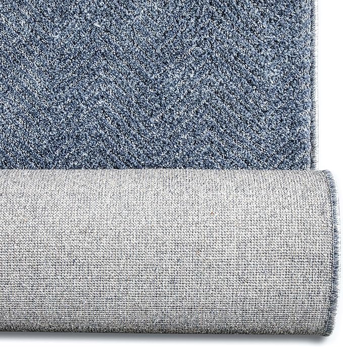 Well Woven Custom Size Hallway & Stair Runner- Harlow Pompeii Blue 27 Inches Wide x 30 Feet Long Runner (27" x 30') Runner Rug - Modern Chevron Pattern, Ultra-Soft, Easy-Clean