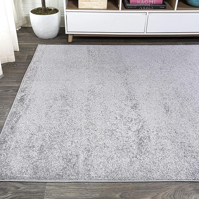 Eyely UES100A-5 Supersoft Haze Solid Low-Pile Indoor Area Rug Casual;Contemporary;Solid;Traditional, Bedroom, Kitchen, Living Room, Easy-Cleaning, Non-Shedding, 5 X 8, Gray