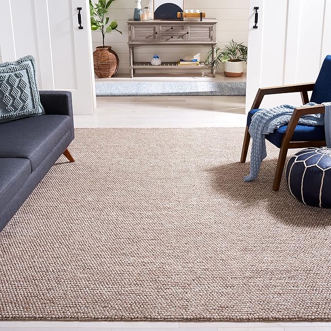 SAFAVIEH Area Rug 11x15 - Natura Collection - Large - Brown, Handmade Wool Blend, Textured Design, Ideal for Living Room, Bedroom, Dining Space (NAT620T)