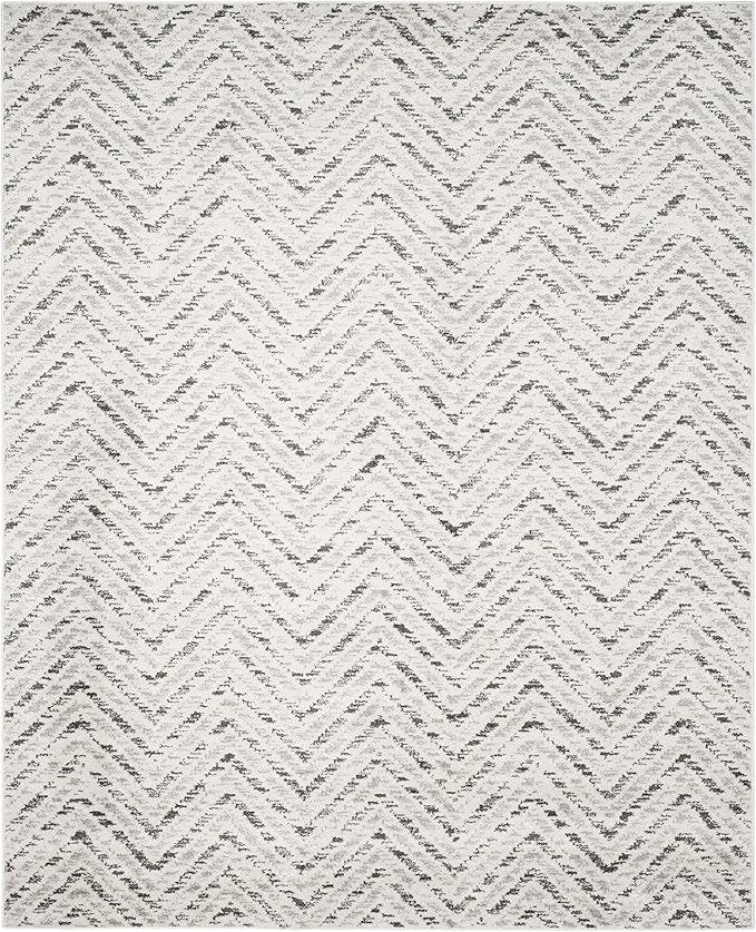 SAFAVIEH Area Rug 8x10 - Adirondack Collection - Large - Ivory & Charcoal, Chevron Pattern, Non-Shedding & Easy Cleaning, Ideal for Living Room, Bedroom, Office, Dining Space (ADR104N)