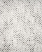 SAFAVIEH Adirondack Collection Area Rug - 10' x 14', Ivory & Charcoal, Chevron Design, Non-Shedding & Easy Care, Ideal for High Traffic Areas in Living Room, Bedroom (ADR104N)