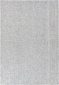Hand-Tufted 100% Wool Pile Area Rug – Geometric Textured Grid Check Pattern – Thick and Durable Floor Carpet for Bedroom, Living Room, Kids Room, and Dining Area (Ivory Denim, 6' x 8')