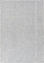 Hand-Tufted 100% Wool Pile Area Rug – Geometric Textured Grid Check Pattern – Thick and Durable Floor Carpet for Bedroom, Living Room, Kids Room, and Dining Area (Ivory, Denim, 2' x 3')