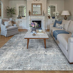 Machine Washable Area Rug 6x9 Grey Large Living Room Indoor Accent Rug Neutral Modern Abstract Low Pile Carpet Non Slip Distressed Throw Rug Bedroom Office Dining Room