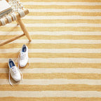 Dash & Albert Silas Stripe Gold Hand Micro Hooked Wool Rug, 2 X 3 Feet, Yellow/Orange Stripe Pattern - Premium Luxury Hotel Quality Soft Breathable Hypoallergenic Machine Washable Easy Care All