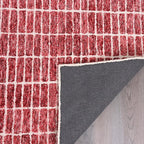 Hand-Tufted 100% Wool Area Rug – Unique Modern Geometric Grid Pattern, Soft Plush Textured Carpet for Living Room, Bedroom, Dining Room & Entryway (Brick Red, 6' Round)