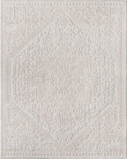 Well Woven Harlow Collection Cloud Medallion Light Blue - Modern Tribal Minimalist 3x5 Area Rug - Ideal for Living Room, Dining Room & Bedroom - Durable, Stain Resistant & Easy to Clean