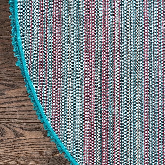 Unique Loom Solid Shag Collection Area Rug (3' 3" Round, Turquoise)