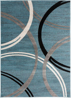 Rugshop Modern Wavy Circles Design Area Rug, Fade-Resistant Carpet for Living Room, Dining Room, or Office, Grand Room,Open Spaces,Blue, 12' x 15'