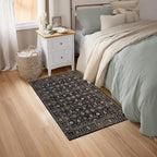 Area Rug Non Slip Machine Washable Ultra Soft Living Room/Bedroom/Kitchen/Outdoor/Classroom Black Gold, 2'×3'