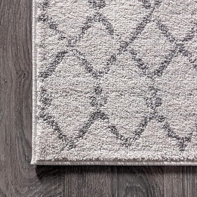 JONATHAN Y Boho Vintage Diamond Cream/Gray Runner Rug 2X14 ft, Moroccan Hype for Living Room, Bedroom, Kitchen, Office, Easy-Cleaning, High Traffic, Pet-Friendly, Non-Shedding (MOH101B-214)