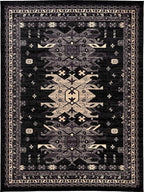 Unique Loom Taftan Collection Border Geometric Tribal Inspired Design Area Rug (9' 10 x 13' 0 Rectangular, Black/ Gray)