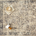 5x7 Area Rug Washable Vintage Neutral Living Room Carpet Large Indoor Non Slip Brown Bedroom Distressed Low Pile Retro Accent Throw Rug for Dining Room