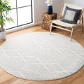 SAFAVIEH Tulum Collection Area Rug - 3' Round, Ivory & Light Grey, Moroccan Boho Tribal Design, Non-Shedding & Easy to Clean, Ideal for Entryway, Foyer, Accent Space, Bedroom (TUL272G)