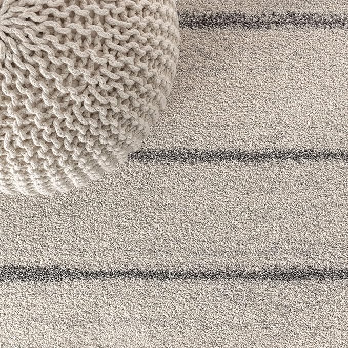 JONATHAN Y Williamsburg Minimalist Stripe Cream/Gray Indoor Area Rug, 5x8, Contemporary, Modern, Easy-Cleaning for Living Room, Bedroom, Kitchen, Pet Friendly, Non-Shedding (MOH201A-5)