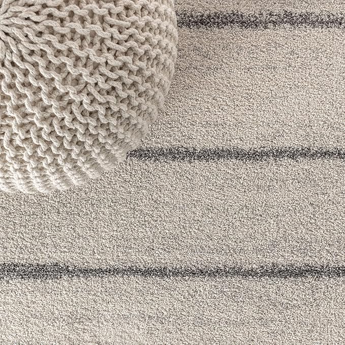 JONATHAN Y Williamsburg Minimalist Stripe Cream/Gray Indoor Area Rug, 4x6, Contemporary, Modern, Easy-Cleaning for Living Room, Bedroom, Kitchen, Pet Friendly, Non-Shedding (MOH201A-4)