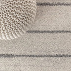 JONATHAN Y Williamsburg Minimalist Stripe Cream/Gray Indoor Area Rug, 8x10, Contemporary, Modern, Easy-Cleaning for Living Room, Bedroom, Kitchen, Pet Friendly, Non-Shedding (MOH201A-8)