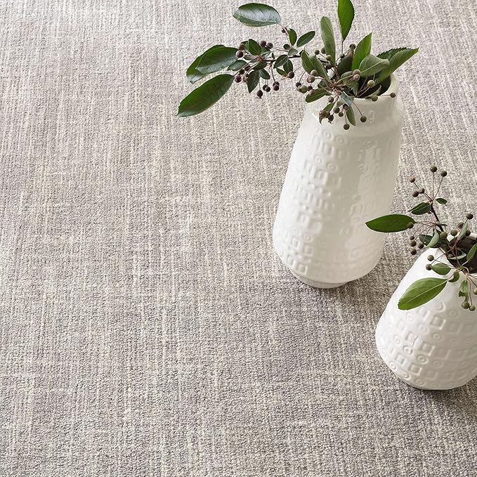 Dash and Albert Crosshatch Wool Area Rug - 4' x 6' Dove Grey Solid Hand Micro Hooked Accent Rug - Durable, High Traffic Areas Bedroom, Hallway, Stairs
