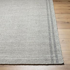 Mark&Day Wool Rugs, 2x8 Janmichael Solid and Border Gray/Black Runner Area Rug, Grey Ivory Black Carpet for Hallway, Kitchen, Bedroom or Living Room (2'6" x 8' Runner)