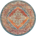 Unique Loom Isabella Collection Area Rug - Rossellini (5' 1" Round, Rust Red/ Beige)