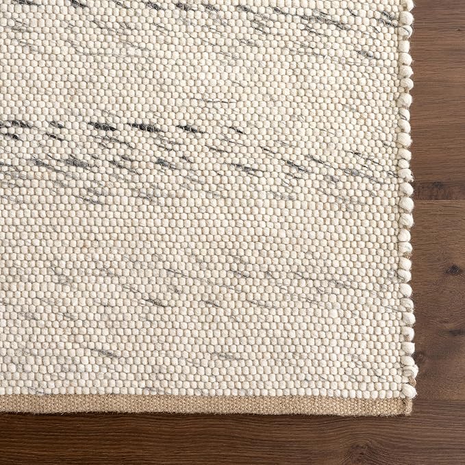 Rugs USA Hamptons Marled Ivory/Grey, 9'6" x 13'6", Hand Woven, Marled, Tassel, Soft and Cozy, High Traffic, Stain Resistant, Easy Clean, Durable Area Rug for Bedroom, Living Room, Dining, Den, Foyer