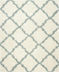 SAFAVIEH Dallas Shag Collection X-Large Area Rug - 11' x 15', Ivory & Light Blue, Trellis, Non-Shedding & Easy Care, 1.5-inch Thick Ideal for High Traffic Areas in Living Room, Bedroom (SGD257J)