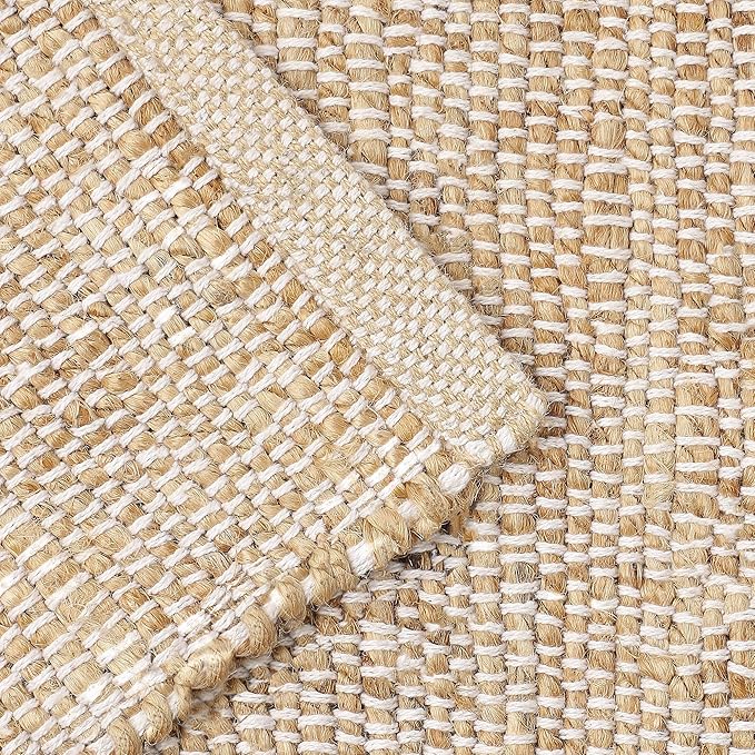 REDEARTH · Jute Cotton Area Rug - 4'x6' Rectangular Rug, Sustainable Handwoven, Non-Shedding, Soft & Durable – Reversible, Neutral Tones for Home Décor in Living Room, Dining Room, Bedroom, Set of 2