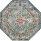 Unique Loom Isabella Collection Area Rug - Rossellini (5' 1" Octagon, Blue/ Beige)