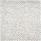 SAFAVIEH Adirondack Collection Area Rug - 4' Square, Ivory & Charcoal, Chevron Design, Non-Shedding & Easy Care, Ideal for High Traffic Areas in Living Room, Bedroom (ADR104N)