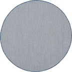 Nourison Home Courtyard Ivory Blue 5' x Round Area Rug - Easy Clean, Non Shedding, Bed Room, Living Room, Dining Room, Kitchen (5' x Round)