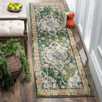 SAFAVIEH Monaco Collection Runner Rug - 2'2" x 14', Forest Green & Light Blue, Medallion Distressed Design, Non-Shedding & Easy Care, Ideal for High Traffic Areas in Living Room, Bedroom (MNC243F)