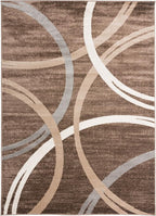 Rugshop Modern Wavy Circles Design Area Rug, Fade-Resistant Carpet for Living Room, Bedroom, or Dining Room, Grand Room,Open Spaces Brown, 12' x 15'