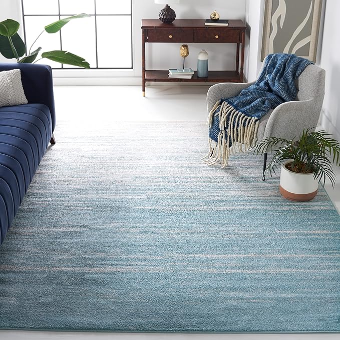 SAFAVIEH Area Rug 11x15 - Adirondack Collection - Large - Aqua & Ivory, Modern Ombre Design, Non Shedding & Easy to Clean, Ideal for Living Room, Bedroom, Office, Dining Space (ADR113J)