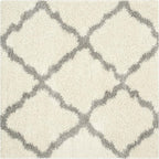 SAFAVIEH Dallas Shag Collection Area Rug - 10' Square, Ivory & Grey, Trellis Design, Non-Shedding & Easy Care, 1.5-inch Thick Ideal for High Traffic Areas in Living Room, Bedroom (SGD257F)
