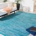 SAFAVIEH Rag Rug Collection Area Rug - 10' x 14', Blue & Multi, Handmade Boho Stripe Cotton, Ideal for High Traffic Areas in Living Room, Bedroom (RAR121B)