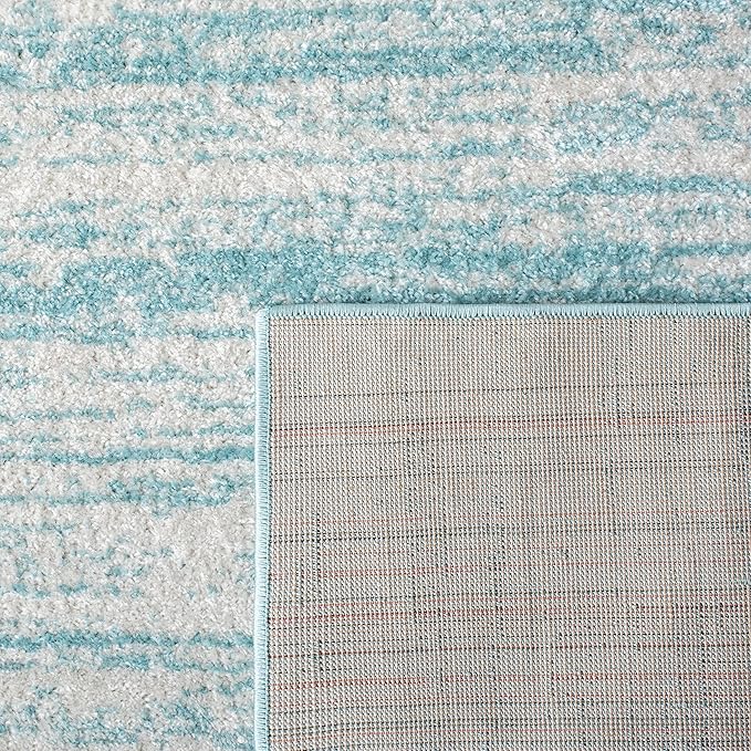 SAFAVIEH Adirondack Collection Area Rug - 4' Square, Aqua & Ivory, Modern Ombre Design, Non Shedding & Easy to Clean, Ideal for Living Room, Bedroom, Office, Dining Space (ADR113J)