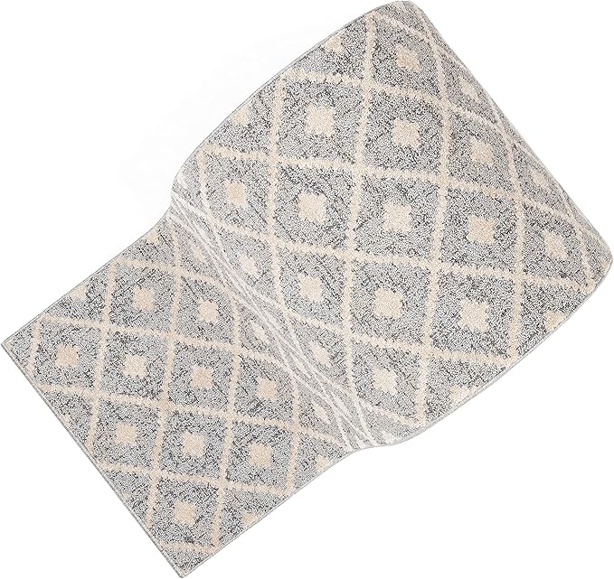 Well Woven Custom Size Hallway Stair Runner - Choose Your Length - Ainsley Grey Diamond Trellis Geometric Tribal - 27 Inches Wide x 20 Feet Long Runner (27" x 20' Runner) Rug