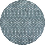 Unique Loom Outdoor Trellis Collection Area Rug - Tribal Trellis (10' Round Teal/Ivory)
