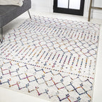 JONATHAN Y Boho Vintage Diamond Cream/Multi Indoor Area Rug 4X6 ft, Moroccan Hype for Living Room, Bedroom, Kitchen, Office, Easy-Cleaning, High Traffic, Pet-Friendly, Non-Shedding (MOH101H-4)