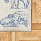 Ambesonne Jurassic Decorative Rug, Arrangement of Various Dinosaurs Illustrations Skeleton Biology Historic, Quality Carpet for Bedroom Dorm and Living Room, 2' 2" x 3' 7", Blue