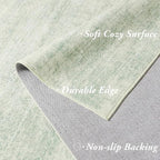 Sage Green 9x12 Area Rug Living Room Minimalist Modern Abstract Style Extra Large Rugs for Office Dining Room Table Light Green Low Pile Floor Covering Carpet with Non Slip Washable