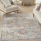 Nourison Home Astra Machine Washable Denim Multicolor 5'3" x 7' Area Rug - Easy Clean, Non Shedding, Bed Room, Living Room, Dining Room, Kitchen (5' x 7')