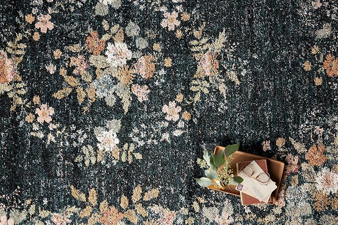 Loloi Rifle Paper Co. Laurel Collection LAU-01 Dark Navy 2'-8" x 8' Runner Rug