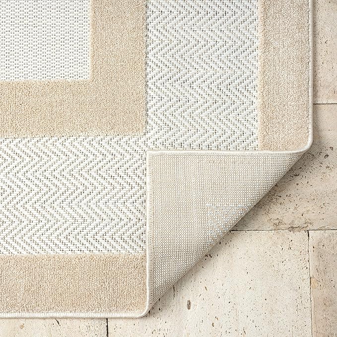 Abani Area Rugs - Modern Minimalist Pattern - Cream Rug for Living Room, Bedroom, Dining Room - Indoor/Outdoor - Easy to Clean - Non-Shedding - 6' x 9"