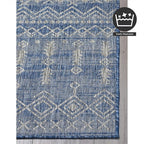 FH Home Flat Woven Outdoor Rug - Waterproof, Easy to Clean, Stain Resistant - Premium Polypropylene Yarn - Boho Moroccan - Patio, Porch, Deck, Balcony - Dakar - Blue - 5ft 2in x 7ft 6in