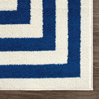 Abani Contemporary Blue & Ivory 5'3" x 7'6"(5'x8') Area Rug, Contrasting Geometric Modern Stripe Symmetrical Living Room Carpet Rugs